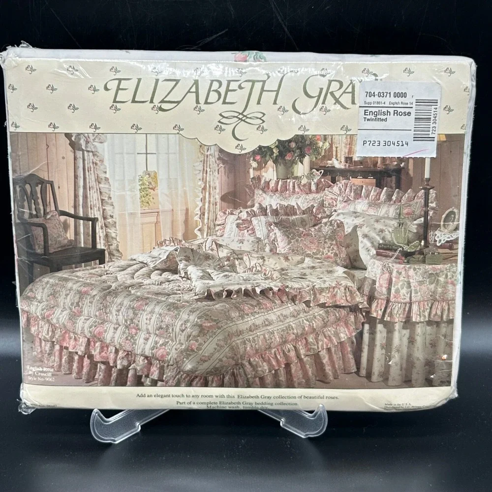 Vintage‎ Elizabeth Gray Victoria Twin Fitted Sheet English Rose New Pink Rose